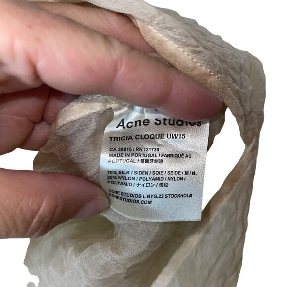 Acne Studios Womens Top Size Medium Beige Button Down Sleeveless Semi Sheer - Picture 6 of 7